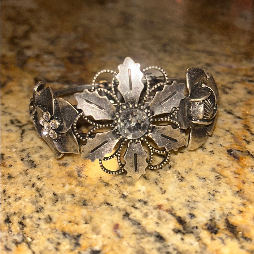 Floral Silver Bracelet Cuff - Picture 2 of 3